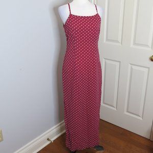 Red Patterned Maxi Dress Spaghetti Straps Side Slits